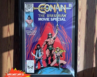 Framed Vintage Conan Comic Book – Conan the Barbarian Movie Special #1 (1982) – 43 Years Old – UV-Protected Display