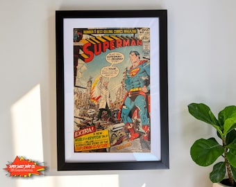 1972 Vintage Superman #248 Framed Comic | 50+ Year Old Original DC Comic Wall Art | Matted Display | UV Protected Frame