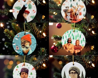Wes Anderson Christmas Ornament Set – 6 Handmade Ceramic Movie Ornaments – Moonrise Kingdom, Royal Tenenbaums, Rushmore, Grand Budapest
