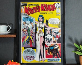 Framed Vintage Wonder Woman Comic Book – Wonder Woman Vol. 1 #197 (1972) – 53 Years Old – UV-Protected Display