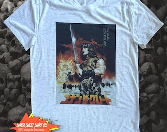 Conan the Barbarian T-Shirt | Retro Japanese Movie Poster Tee | 80s Action Shirt | Cult Film Shirt | Super Soft Cotton Blend