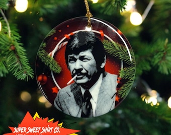 Charles Bronson Death Wish Christmas Tree Ornament, Ceramic Collectible Holiday Decoration, Great Gift Idea