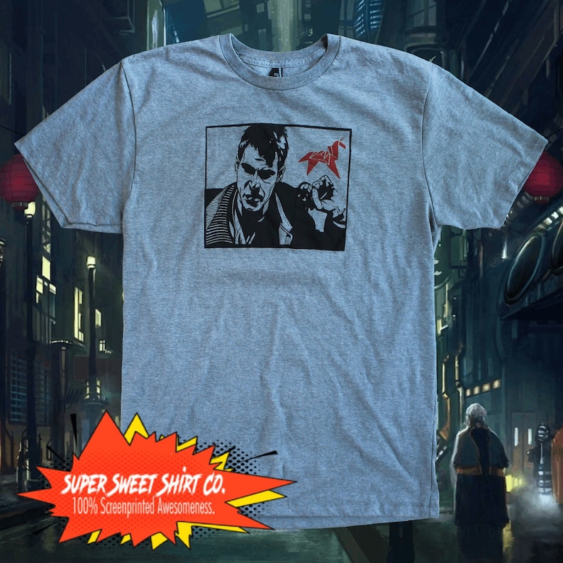 Blade Runner Shirt, Harrison Ford T Shirt, 80s movie t shirt, 80s nostalgia, blade runner movie, movie shirt geek art, white dragon, cyber image 1