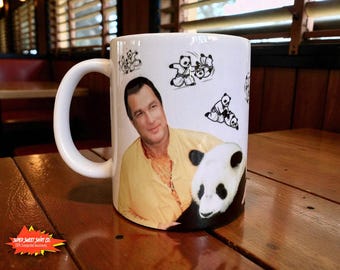 Steven Seagal Panda Aikido Coffee Mug, 80s Action Movie Fan Gift, Martial Arts Humor Mug