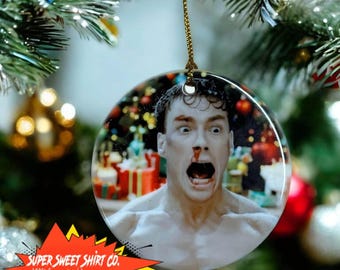 Van Damme Bloodsport Ornament, JCVD Kickboxer Ceramic Tree Decoration, Perfect for Martial Arts Lovers, Unique Holiday Gift