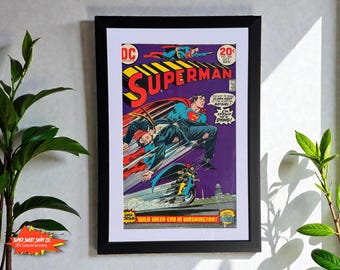 1973 Vintage Superman #268 Framed Comic | 50+ Year Old DC Comic Wall Art | Matted Display | UV Protected Frame