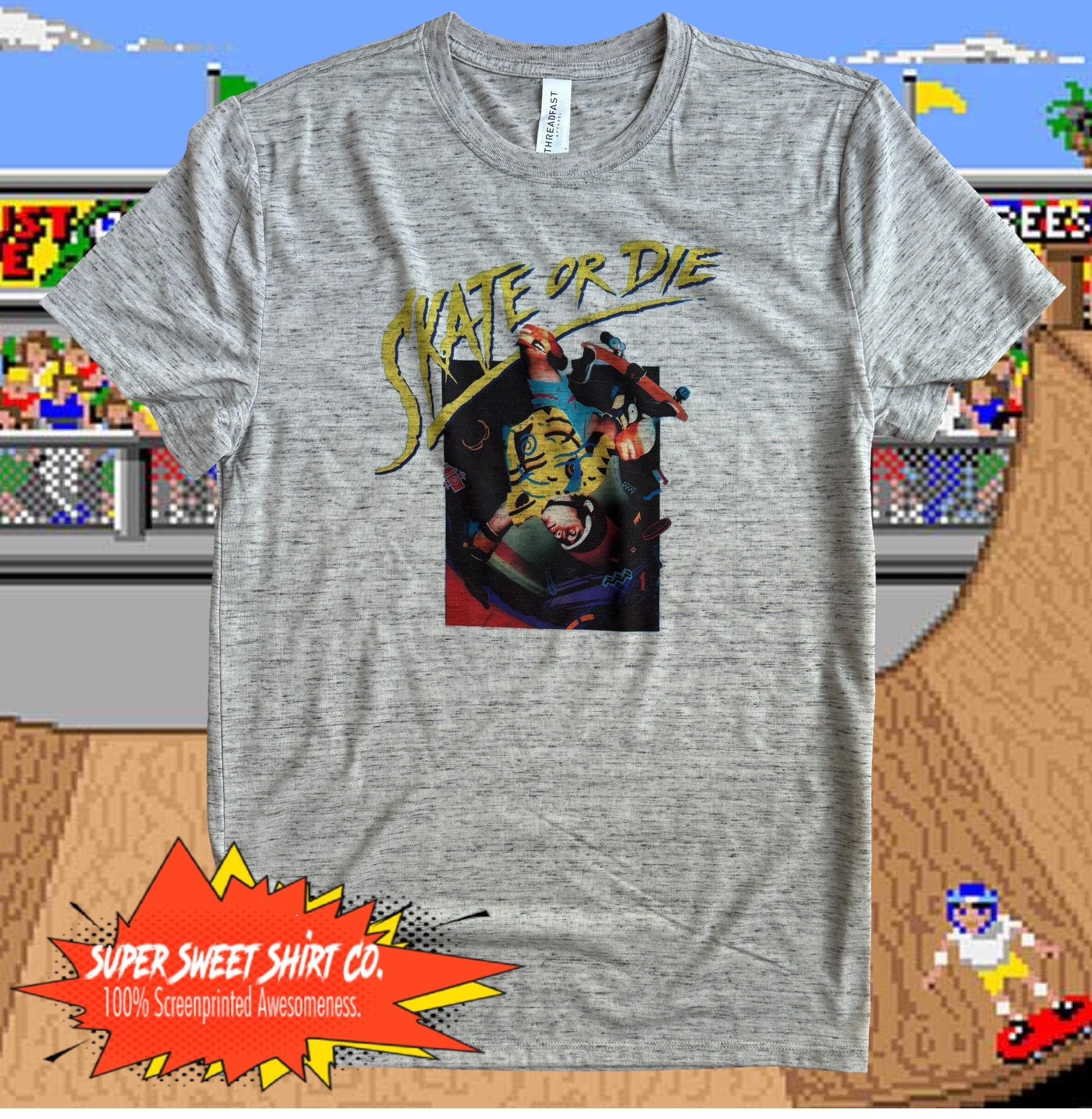 Skate or Die Classic Retro Video Game T-shirt, Vintage