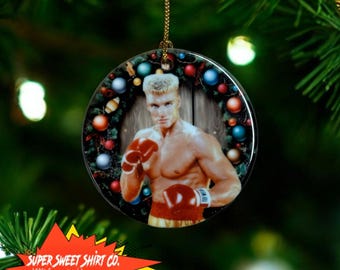 Dolph Lundgren Ivan Drago Ornament, Handcrafted Ceramic Holiday Decor for Christmas Trees, Great Gift for Action Movie Lovers