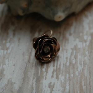 Vintage Coro Rhinestone Rose Gold Tone Single Earring | Screw Back Earring | Copper Rose Mid Century Modern | Lost Earring Antique Dealer