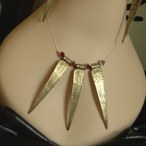 Dragon Claw Necklace | Macabre Mermaid Jewels | Sea Punk | Red Geometric Earrings | Bohemian Statement | Wearable Art Statement Jewelry