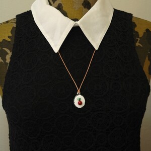 Red Cherries Glass Cherry 3D Cameo Necklace | Rockabilly French Country Farm Girl Shabby Chic | Wearable Art Statement Jewelry
