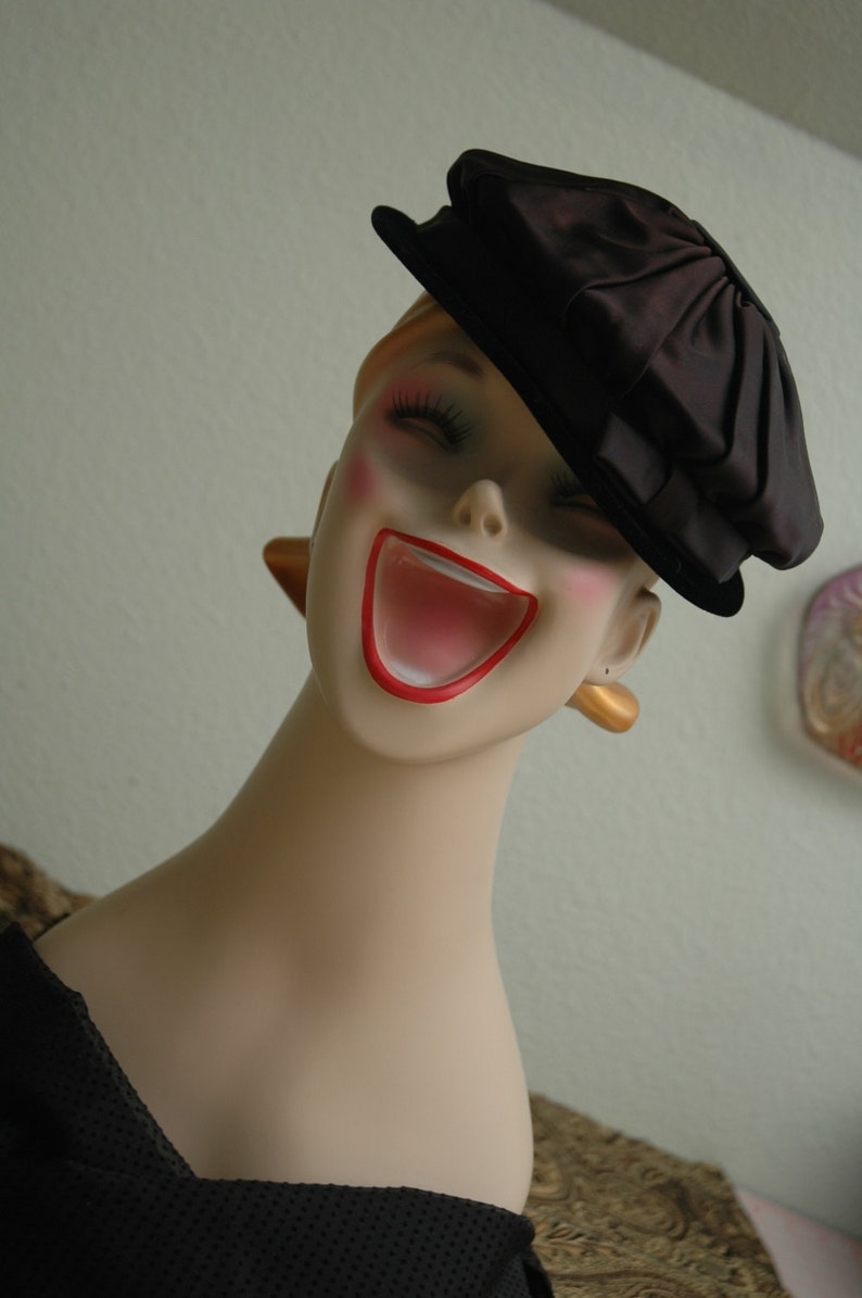 Vintage Dolly Madison Black Velvet Edwardian Hat Ragtime Victorian Era Flapper Girl 1920s Gatsby Ambient Atelier Antique Dealer image 1