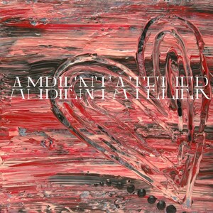 Abstrakte rosa Herz Kunst | Rote Herzanhänger | Skurrile Volkskunst | Original Acrylgemälde | Schwarze Akzente | Büro Studio Design