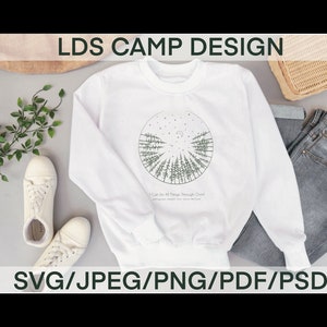 I can do all things through Christ camp t-shirt digital download design - Trees & Stars Girls Camp, Pioneer Trek, FSY