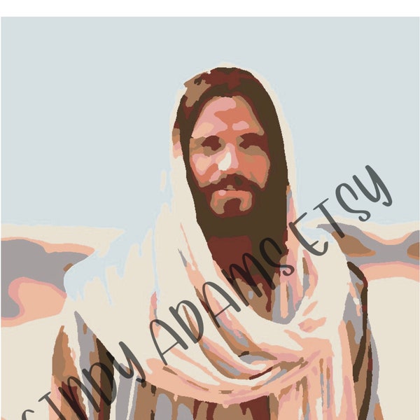 Jesus v1 Paint By Number group craft- digital download - I can do all things through Christ - Youth Conference - Pioneer Trek - Primary