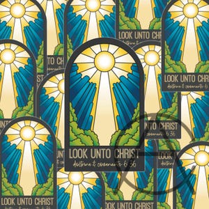 2025 LDS Youth Theme Sticker making service &quot;Look unto Christ&quot; D&C 6: 36 - Inspirational Christian Stickers for Youth Groups