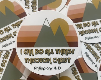 I can do all things through Christ- set of 8, 16, 24, 32, 40, 48 2023 LDS Youth Theme stickers - Retro Girls Camp, Pioneer Trek, FSY