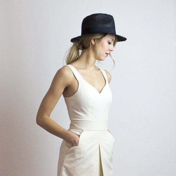 SALE - Hamptons Organic cotton & Linen dress, Minimalist Ethical fashion - Size MEDIUM
