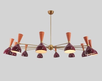 Mid Century Twelve Arm 24 Lights Stilnovo Style Sputnik Chandelier Raw Brass Finish Modern Home Ceiling Light Bedroom Light Fixture