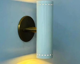 Aplique de pared de latón blanco de mediados de siglo – Lámpara de tocador italiana