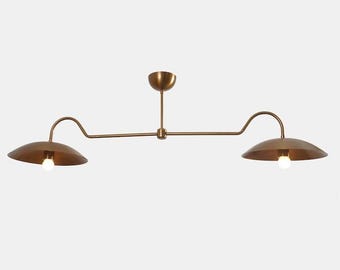Curved Disk Shade Stilnovo Style Ceiling Pendant Chandelier Modern Raw Brass Sputnik Chandelier Light Fixture