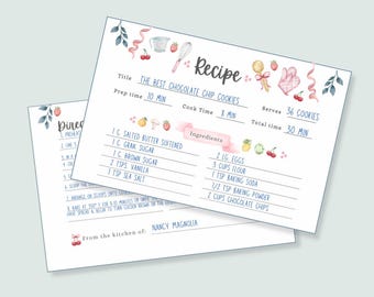 Cute Printable Double Sided Recipe Card