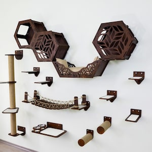 Cat Wall Furniture, Modern Cat Wall Shelves, Cat Wall Bed, Cat Gym, Cat Bridge, Cat Scratching Post, Cat Playground