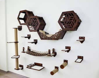 Cat Wall Furniture, Modern Cat Wall Shelves, Cat Wall Bed, Cat Gym, Cat Bridge, Cat Scratching Post, Cat Playground