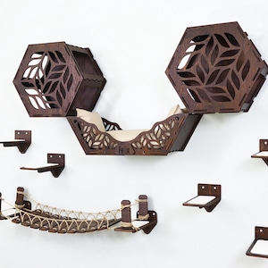 Cat Wall Furniture, Cat Wall Shelves, Cat Wall Bridge, Cat Wall Bed, Cat Steps, Cat Tower