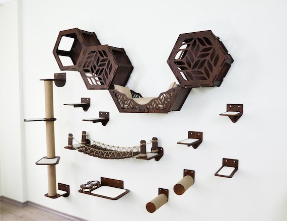 Cat Wall Furniture, Modern Cat Wall Shelves, Cat Wall Bed, Cat Gym, Cat Bridge, Cat Scratching Post, Cat Playground