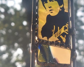 GEORGE HARRISON Stained Glass Plant Stake 8x1.5"