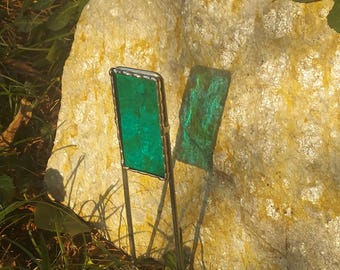 Give your PLANTS A POP Of Color TEAL Stained Glass Plant Stake 8x1.5" plant lover gift