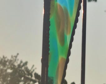 FREMONT ANTIQUE MOUTH Blown  Stained Glass Plant Stake 8x1.5"
