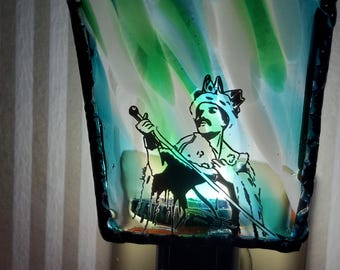 QUEEN FREDDIE MERCURY Stained glass nightlight 3x3" made with Fremont Antique Glass cone cutoffs!