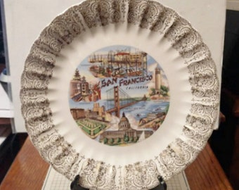 Vintage San Francisco California Souvenir Plate Landmarks Decorative Collector Travel Vacation Retro Wall Decor Gift