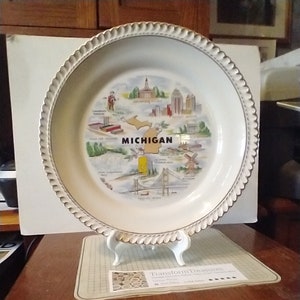 Vintage Michigan Souvenir State Plate Decorative Collector Travel Vacation Gift Collectible Retro Wall Decor