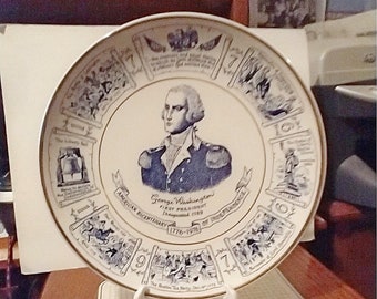 Vintage Bicentennial Washington 1776-1976 Plate Decorative Collector Collectible Souvenir Retro Wall Decor Gift