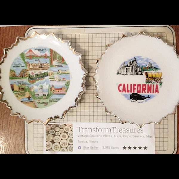 Vintage California Souvenir Small State Plate Saucer Small Decorative Collector Collectible Gift Retro Wall Decor