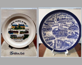 Vintage Amana Colonies Amana Iowa Souvenir Plate Landmarks Decorative Collector Travel Retro Wall Decor Gift