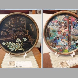 Vintage Alaska Souvenir State Metal Tray Map Landmarks Decorative Collector Collectible Travel Gift