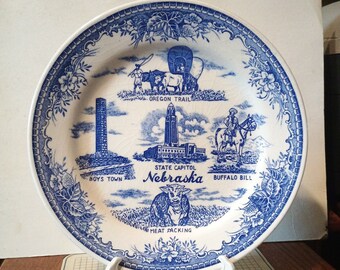 Vintage Nebraska Souvenir State Plate Landmarks Collectible Decorative Collector Travel Vacation Gift