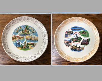 Vintage Maryland Souvenir State Plate Maryland Landmarks Travel Vacation Decorative Collector Retro Wall Decor Gift