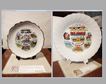 Vintage Oklahoma the Sooner State Souvenir Plate Decorative Collector Travel Vacation Collectible Gift