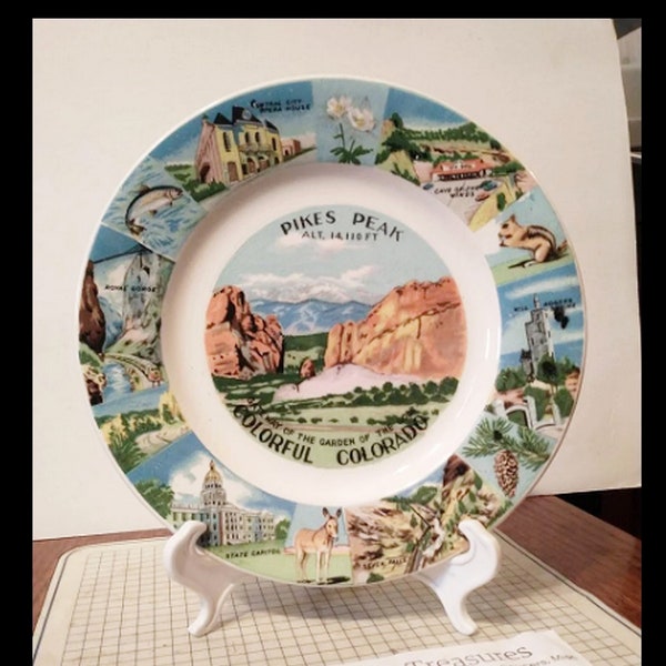 Vintage Pikes Peak Colorado Souvenir Plate Decorative Collector Travel Vacation Retro Wall Decor Gift