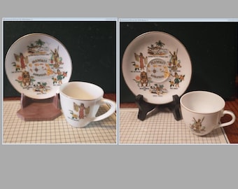 Vintage Hawaii Souvenir Collectible Small Cup and Saucer Decorative Collector Travel Gift