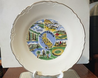 Vintage California Souvenir State Plate Landmarks Decorative Collector Travel Vacation Retro Travel Wall Decor Gift