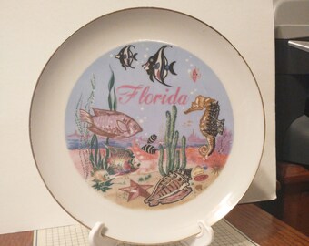 Vintage Florida Souvenir State Plate FL Landmarks Decorative Collector Plate Travel Retro Wall Decor Gift