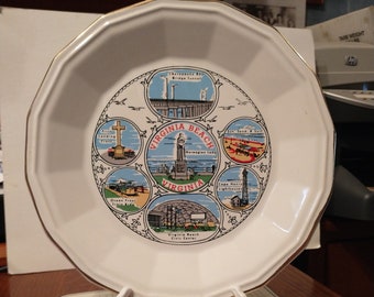 Vintage Virginia Beach Virginia Souvenir Plate Landmarks Decorative Collector Travel Vacation Retro Wall Decor Gift