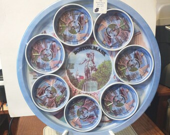 Vintage Historic Boston Massachusetts Plate Landmarks Souvenir Decorative Collector MA Travel Vacation Retro Wall Decor Gift