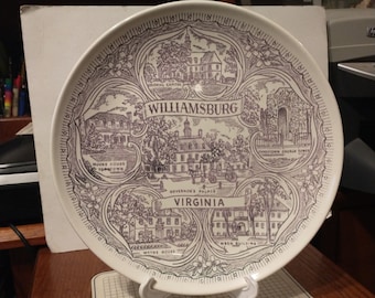 Vintage Williamsburg Virginia Souvenir Plate Landmarks Decorative Collector Travel Vacation Retro Wall Decor VA Gift